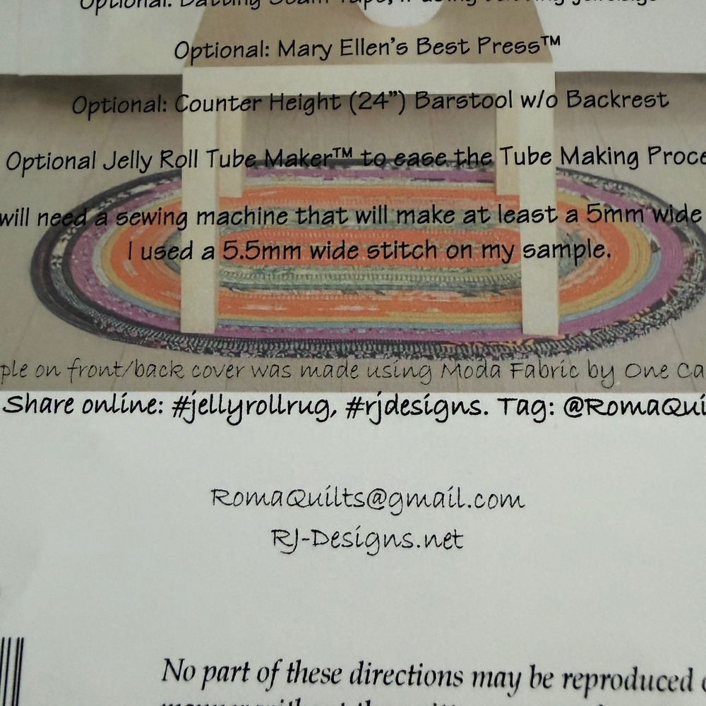 RJ Designs Jelly-Roll Rug 2.0 Sewing Pattern Roma Lambson RJD 100 Oval Rugs - Picture 4 of 5